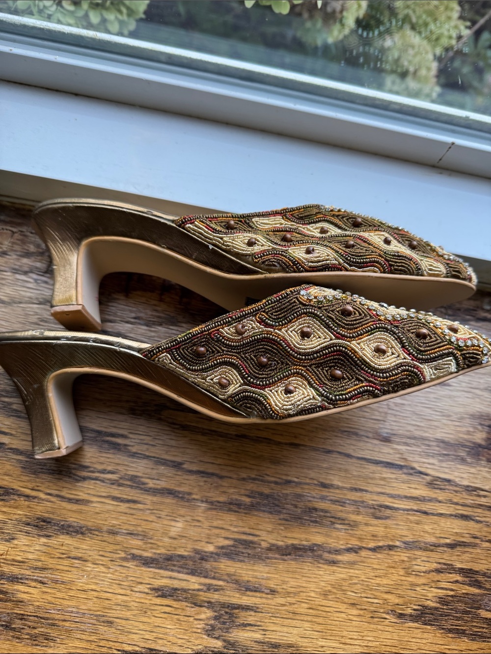Lee Chung Gold Beaded Women's Slip-On Mules - Picture 6 of 9